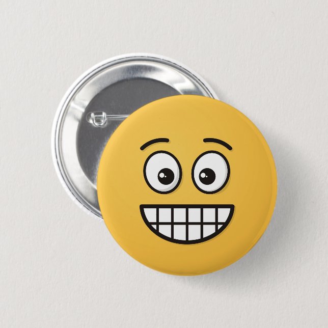 Grinning Face with Open Eyes 6 Cm Round Badge (Front & Back)