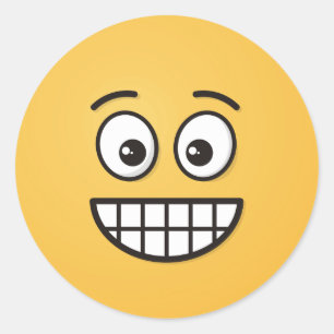 Grinning Face with Open Eyes Classic Round Sticker