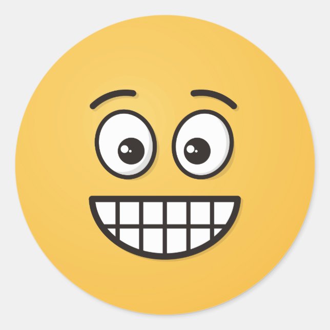 Grinning Face with Open Eyes Classic Round Sticker (Front)