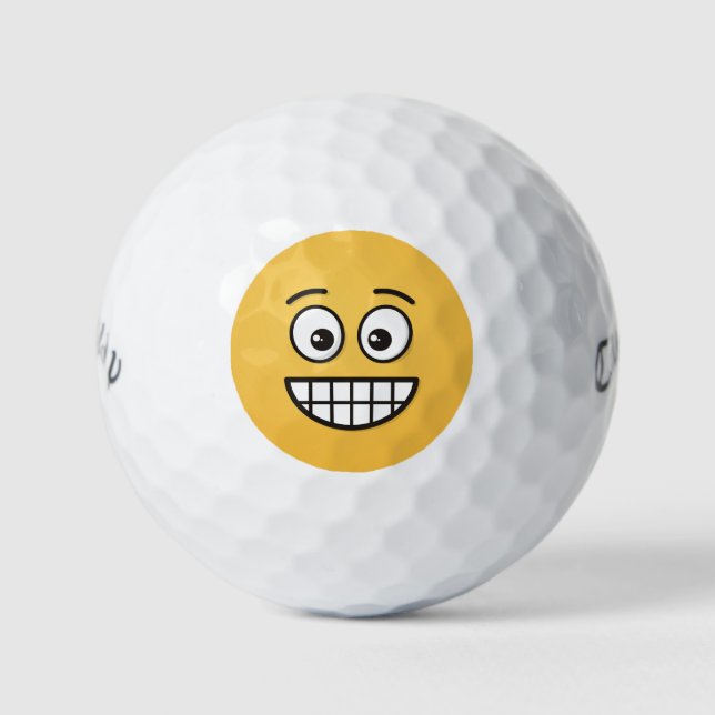Grinning Face with Open Eyes Golf Balls (Front)