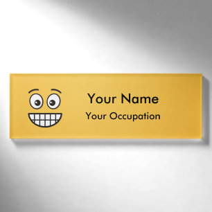 Grinning Face with Open Eyes Name Tag