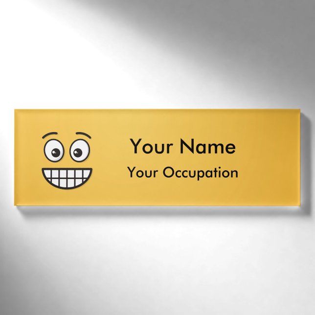 Grinning Face with Open Eyes Name Tag (Front)