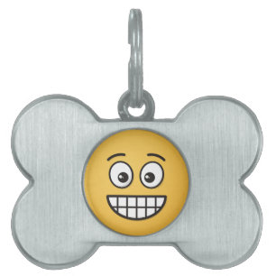 Grinning Face with Open Eyes Pet ID Tag