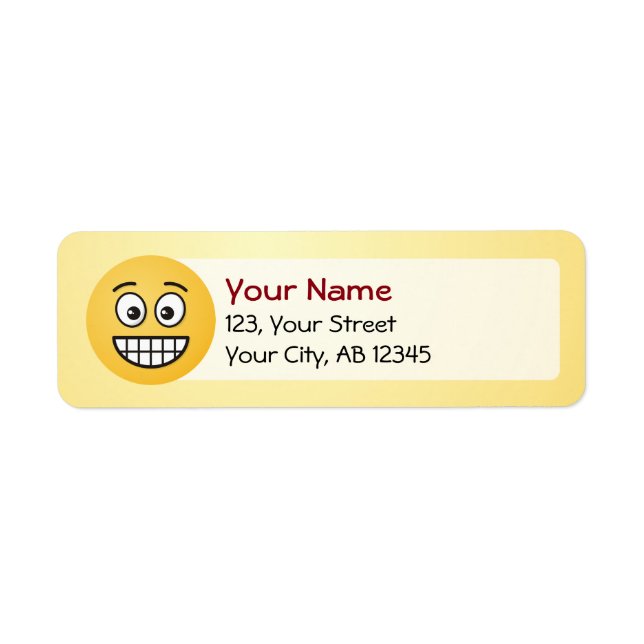 Grinning Face with Open Eyes Return Address Label (Front)
