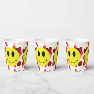 Grinning Face with Red Balloons Party Paper Cups