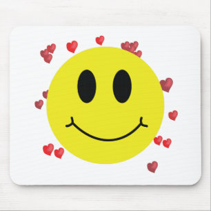 Grinning Face with Red Hearts Mouse Pad
