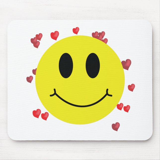 Grinning Face with Red Hearts Mouse Pad (Front)