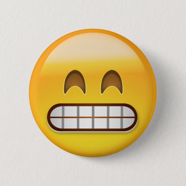Grinning Face With Smiling Eyes Emoji 6 Cm Round Badge (Front)