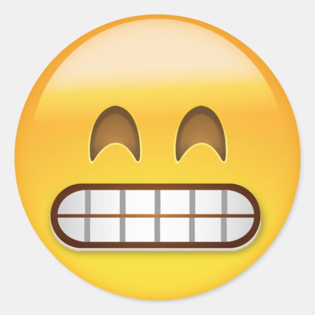 Grinning Face With Smiling Eyes Emoji Classic Round Sticker (Front)