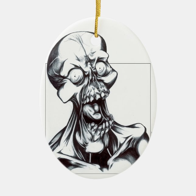 Grinning Ghoul Ceramic Ornament (Front)
