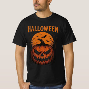 Grinning Jack-O'-Lantern & Bats Classic Halloween T-Shirt