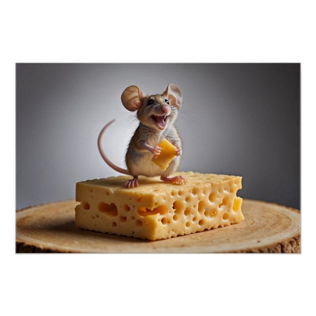 Grinning Mouse and Cheese Poster (Front)