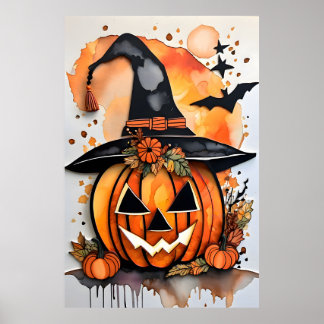 Grinning Pumpkin - A Whimsical Halloween Delight Poster