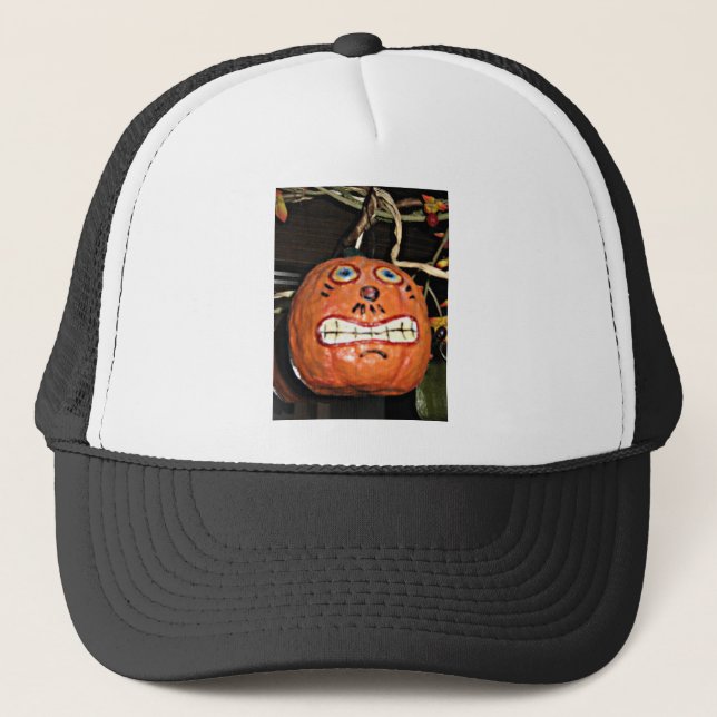 Grinning Pumpkin Trucker Hat (Front)
