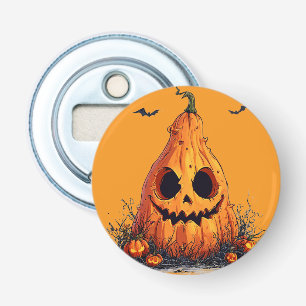 Grinning Pumpkin With a Ghoulish Expression Bottle Opener