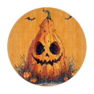 Grinning Pumpkin With a Ghoulish Expression Cutting Board