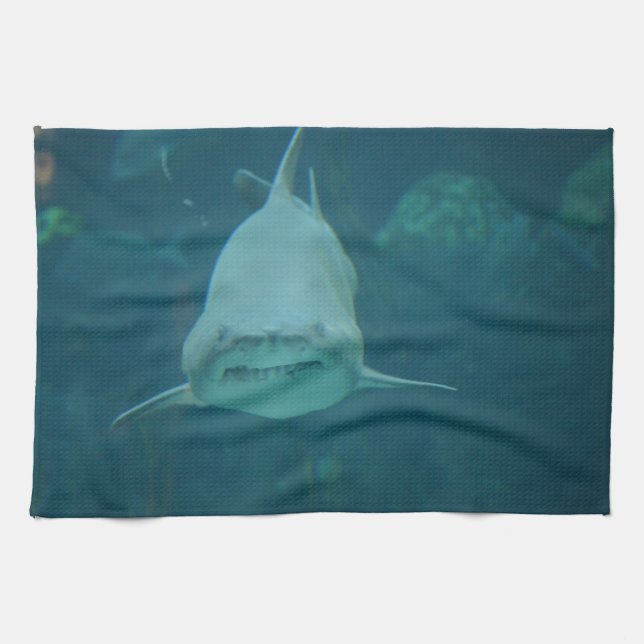 Grinning Shark Tea Towel (Horizontal)