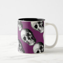 Grinning Skull Repeat Pattern Mug Purple
