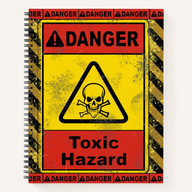 Grinning Skull, Toxic Chemical Waste Bio Hazard Notebook (Front)