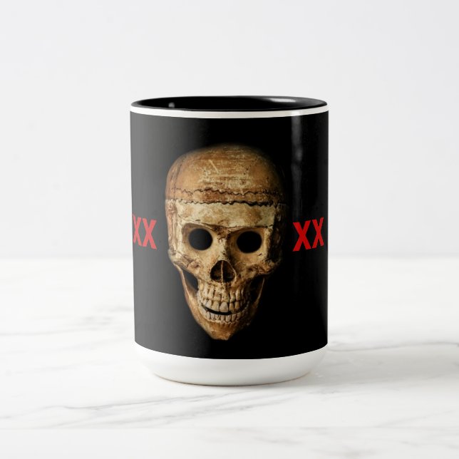 Grinning Skull Two-Tone Coffee Mug (Center)