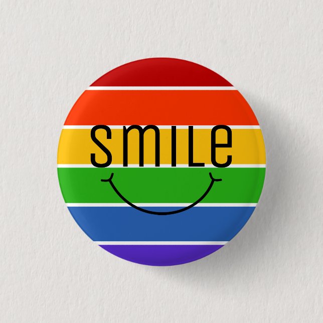 Grinning smile rainbow 3 cm round badge (Front)