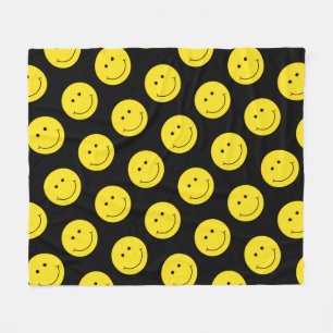 Grinning Smile Yellow Face Fleece Blanket