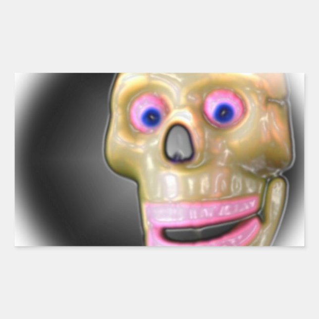 Grinning Spooky Colour Skull Halloween Rectangular Sticker (Front)