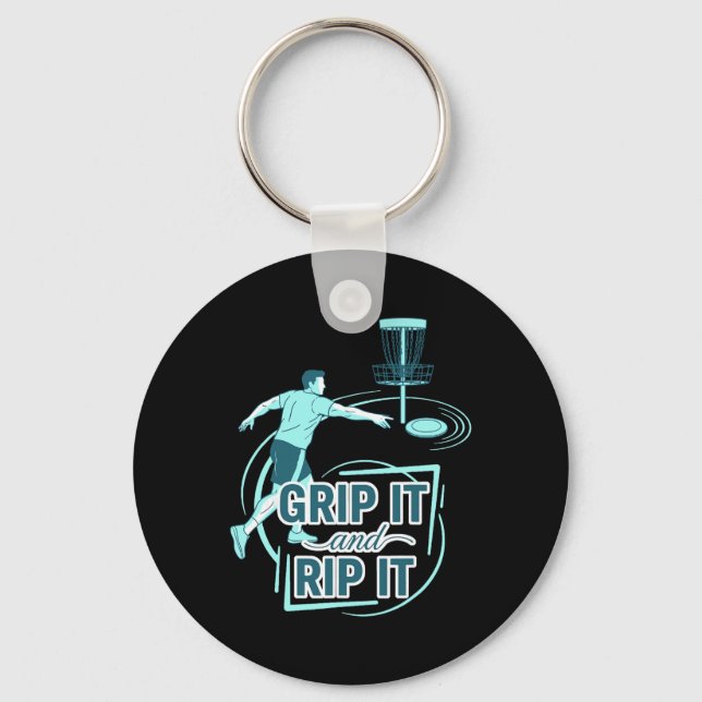 Grip It And Rip It Disc Golf Disc Golfer Flying Di Key Ring (Front)