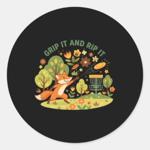 Grip It And Rip It Fox Disc Golf Flying Disc Fun Classic Round Sticker
