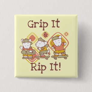 Grip It and Rip It Skateboarding 15 Cm Square Badge