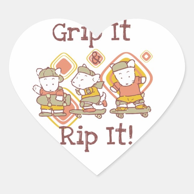 Grip It and Rip It Skateboarding Heart Sticker (Front)