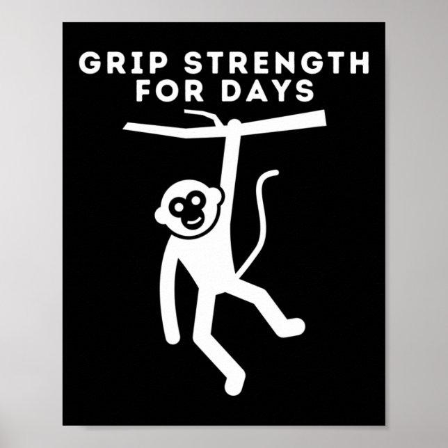 Grip Strength Climber, Cute Rock Climbing, Boulder Poster (Front)