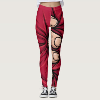 Gripping Hands Graphic Leggings | Fun Red Wrinkle