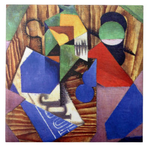 Gris - Bottle of Rum and Newspaper Ceramic Tile