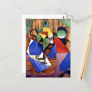 Gris - Bottle of Rum and Newspaper Postcard