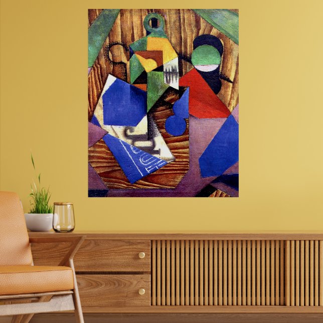 Gris - Bottle of Rum and Newspaper Poster (Living Room 2)