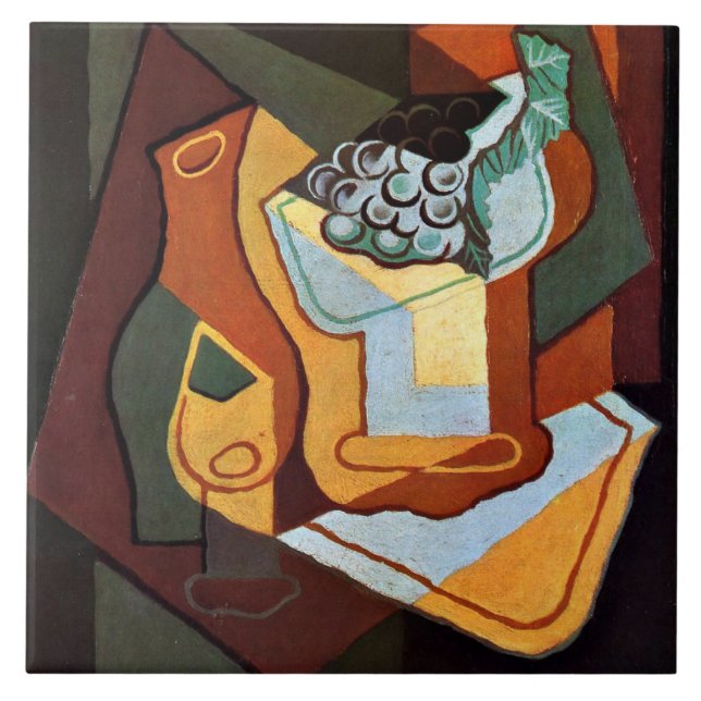 Gris - Bottle, Wine Glass and Fruit Ceramic Tile (Front)
