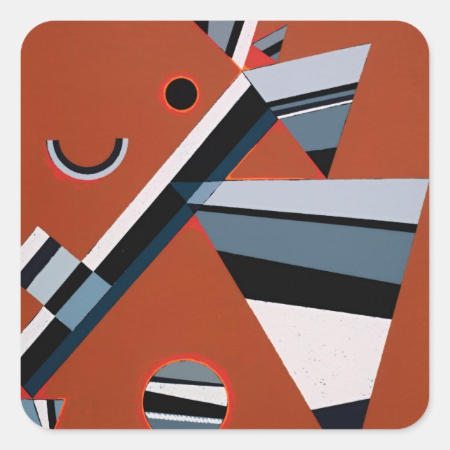 Gris by Kandinsky Abstract Painting Modern Art Square Sticker (Front)