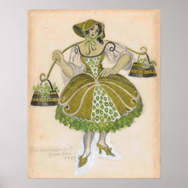 Gris - Costume Design For The Shepherdess 1924 Poster (Front)