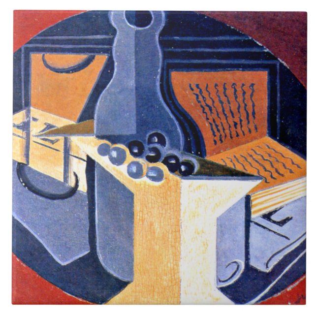 Gris - Grapes, Carafe and Book Ceramic Tile (Front)