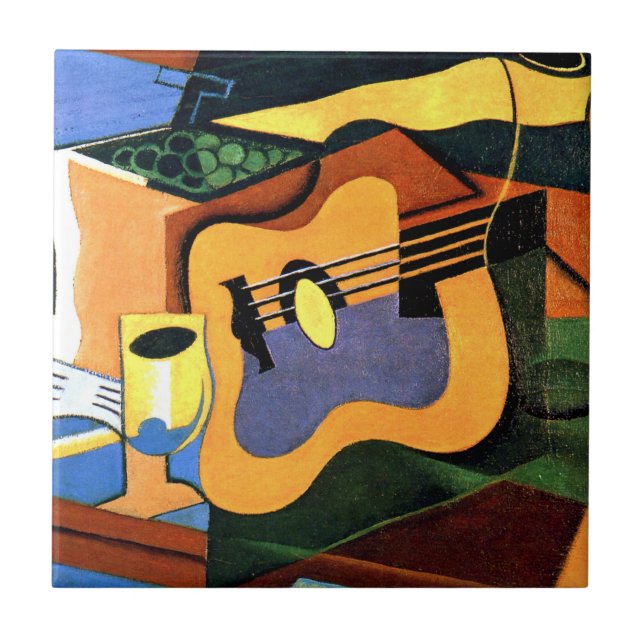 Gris - Guitar and Bottle Ceramic Tile (Front)