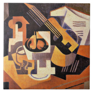 Gris - Guitar and Fruit Dish on a Table Ceramic Tile