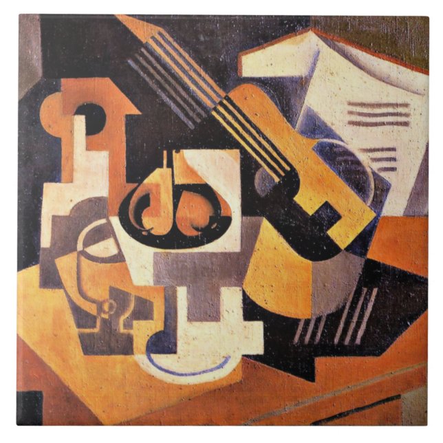 Gris - Guitar and Fruit Dish on a Table Ceramic Tile (Front)