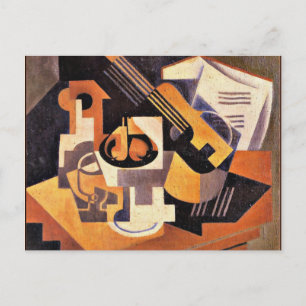 Gris - Guitar and Fruit Dish on a Table Postcard