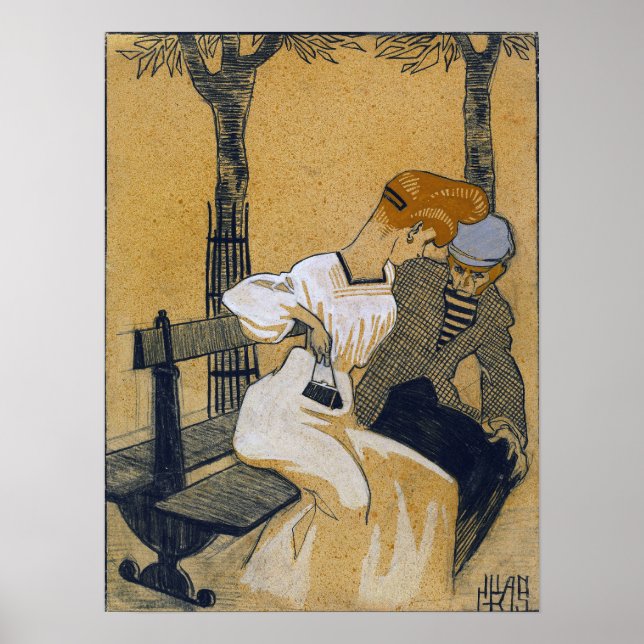 Gris - Man And Woman On Bench 1908 Poster (Front)