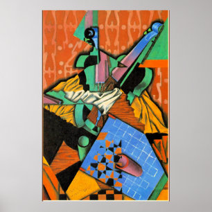 Gris - Photograph of Violin and Chequerboard Poster