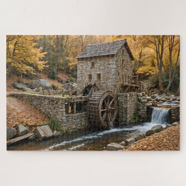 Grist Mill in Autumn Jigsaw Puzzle (Horizontal)