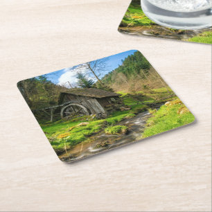 Grist Mill in the Black Forest Square Paper Coaster