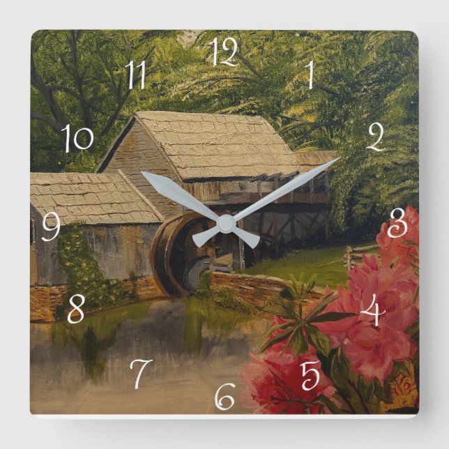 Gristmill, by Gary Poling Square Wall Clock (Front)