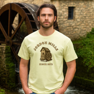 Gristmill Water Mill Retro Vintage Woodcut T-Shirt